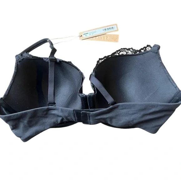 SKIMS Fits Everybody Lace Push-Up Demi Bra, 36C, ONYX
